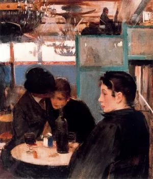 Cafe de Paris painting by Ramon Casas i Carbo