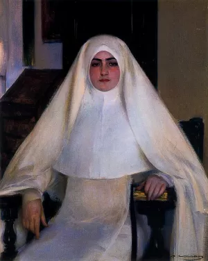 Monja Oil painting by Ramon Casas i Carbo