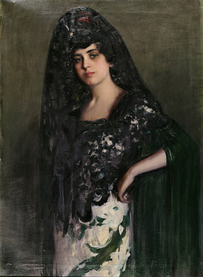 Main Product Photo of Mujer con Mantilla Painting by Ramon Casas i Carbo