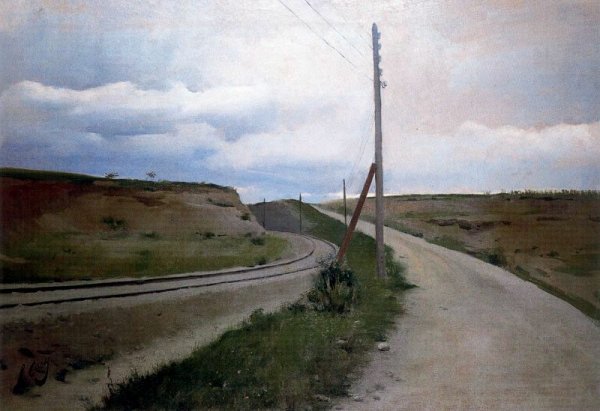 Main Product Photo of Paisaje con Camino Painting by Ramon Casas i Carbo