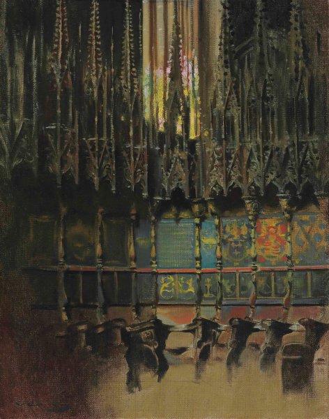 Cathedral Interior by Ramon Casas - Hand-Painted Oil Painting Reproduction