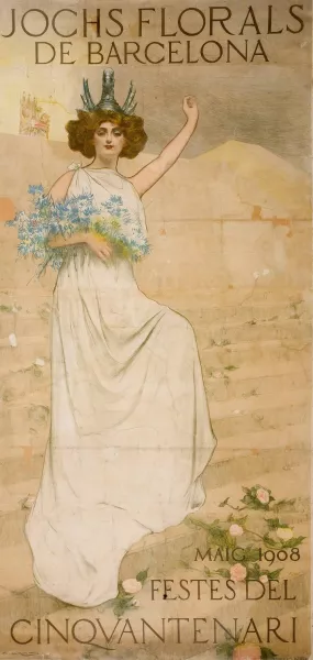 Jochs Florals De Barcelona. Festes Del Cinquantenari by Ramon Casas Oil Painting