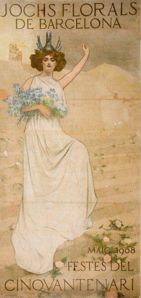 Jochs Florals De Barcelona. Festes Del Cinquantenari  by Ramon Casas - Hand-Painted Oil Painting Reproduction