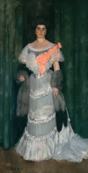 Montserrat Casas De Nieto, In Evening Dress by Ramon Casas Oil Painting
