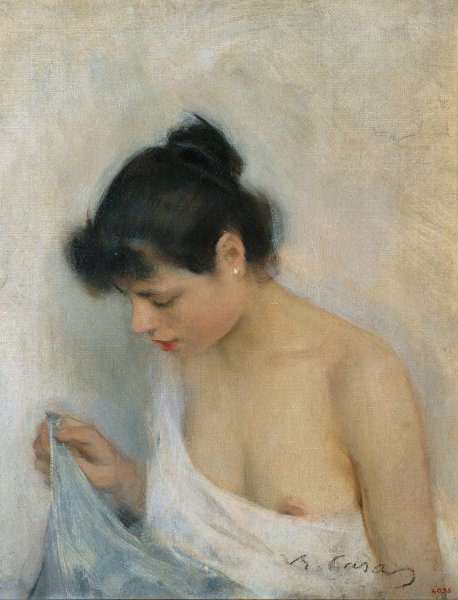 Study  by Ramon Casas - Hand-Painted Oil Painting Reproduction