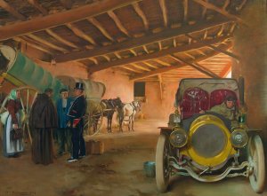 The coach house by Ramon Casas Oil Painting