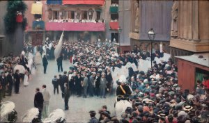 The Corpus Christi Procession Leaving The Church Of Santa Maria Del Mar by Ramon Casas Oil Painting