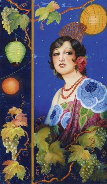 Main Product Photo of Young Woman with Shawl  Painting by Ramon Jose Izquierdo Y Garrido