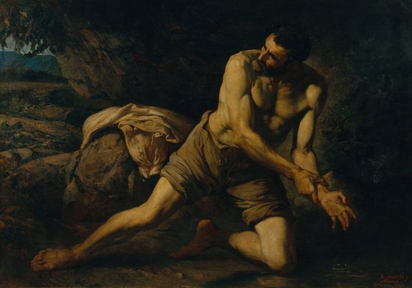 Main Product Photo of The Criminal. 'The Mark of the Crime' Painting by Ramon Marti I Alsina