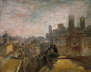 View of Barcelona from a Rooftop in Riera de Sant Joan by Ramon Marti I Alsina Oil Painting