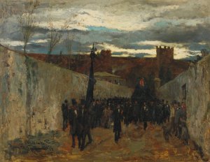 Burial of Fortuny by Ramon Tusquets Oil Painting