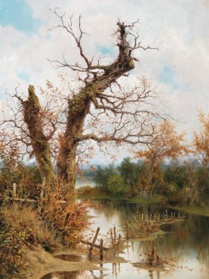 Old Tree by the Stream by Ramon Tusquets Oil Painting