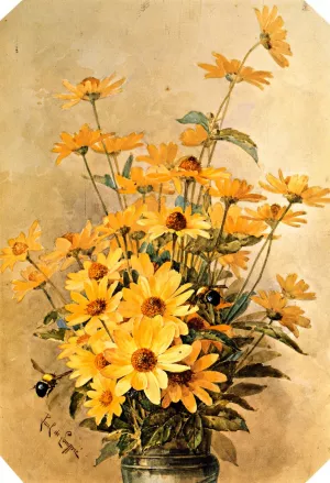 A Bunch of Heliopses by Raoul De Longpre Oil Painting