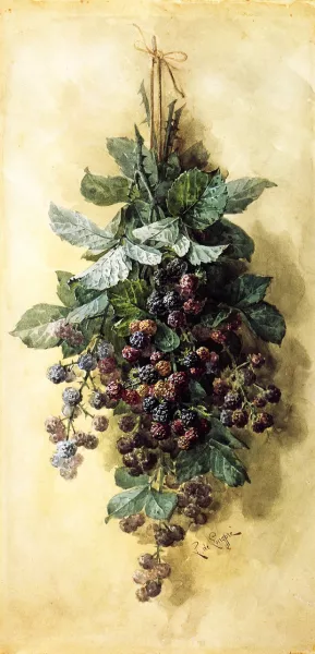 Blackberries by Raoul De Longpre - Oil Painting Reproduction