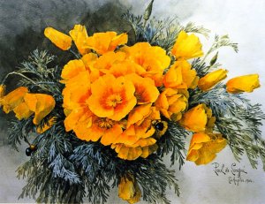 California Poppies by Raoul De Longpre Oil Painting
