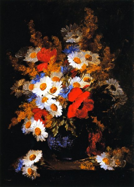 Main Product Photo of Daisies, Poppies, and Cornflowers Painting by Raoul De Longpre