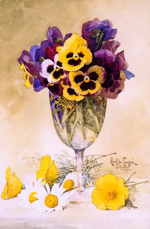 Pansies by Raoul De Longpre - Oil Painting Reproduction