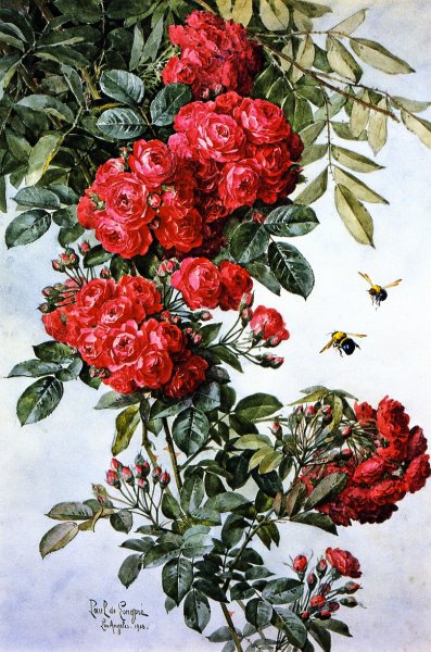 Rambling Roses by Raoul De Longpre - Hand-Painted Oil Painting Reproduction