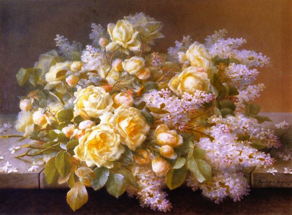 Main Product Photo of Yellow Roses Painting by Raoul De Longpre