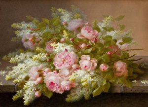 Floral Still Life by Raoul Marie Victor Maucherat De Longpre Oil Painting