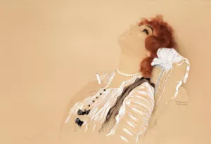 Redhead with a Cigarette by Raphael Kirchner Oil Painting