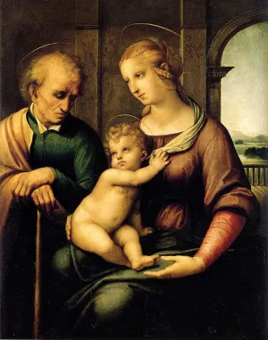Holy Family with St. Joseph also known as Madonna with Beardless St. Joseph by Raphael - Oil Painting Reproduction