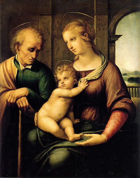 Main Product Photo of Holy Family with St. Joseph also known as Madonna with Beardless St. Joseph Painting by Raphael