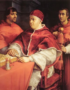 Portrait of Pope Leo X and Two Cardinals Oil painting by Raphael