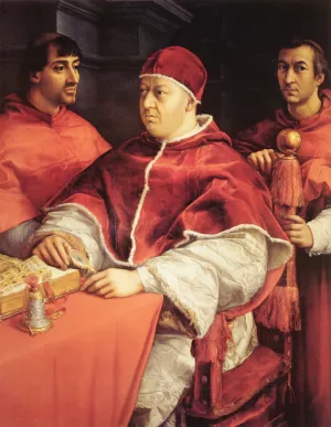 Portrait of Pope Leo X and Two Cardinals by Raphael Oil Painting