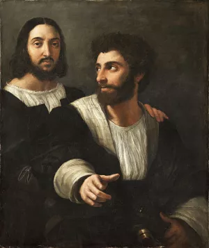 Self-Portrait with a Friend by Raphael Oil Painting