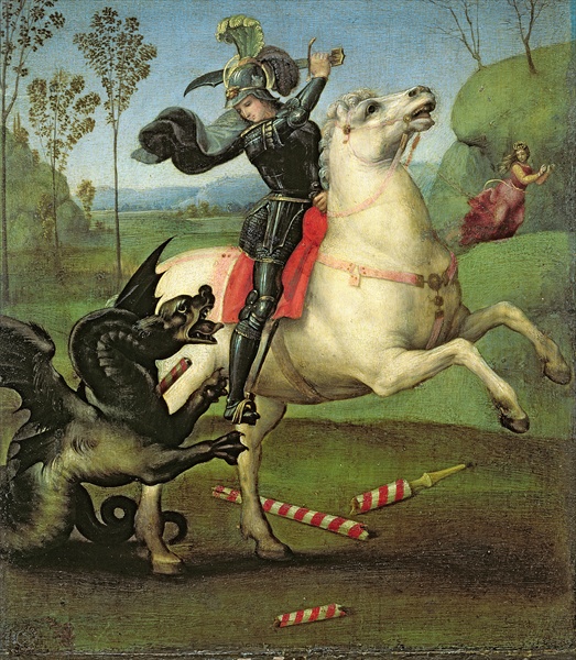 Main Product Photo of St. George Fighting the Dragon  Painting by Raphael