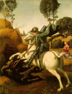 St. George Fighting the Dragon by Raphael Oil Painting