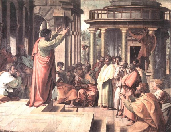 Main Product Photo of St Paul Preaching in Athens Painting by Raphael