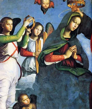 The Crowning of the Virgin Detail by Raphael Oil Painting