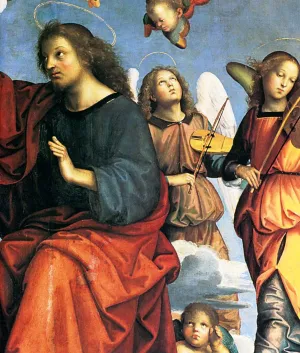 The Crowning of the Virgin Detail by Raphael Oil Painting