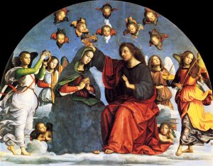 The Crowning of the Virgin Detail by Raphael Oil Painting