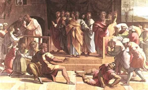 The Death of Ananias Oil painting by Raphael