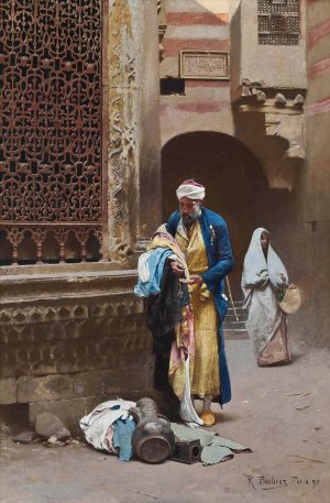A Cairene merchant by Raphael Von Ambros Oil Painting
