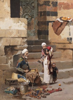 The Old Shoe Maker Cairo by Raphael Von Ambros Oil Painting