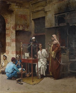 The tobacco seller, Cairo by Raphael Von Ambros Oil Painting