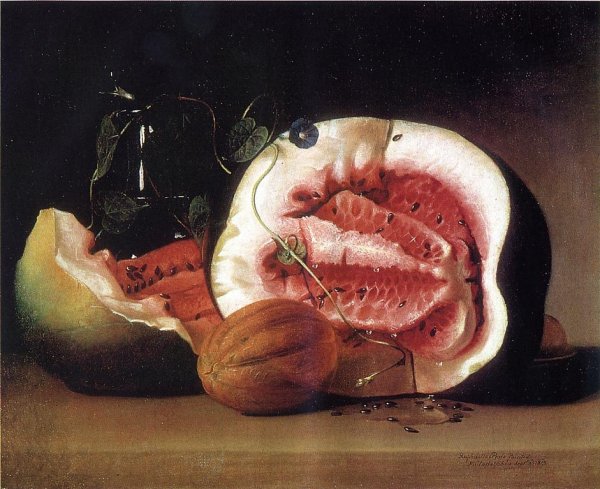 Melons and Morning Glories by Raphaelle Peale - Hand-Painted Oil Painting Reproduction