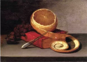 Orange and Book painting by Raphaelle Peale