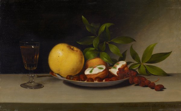 Still Life with Fruit, Cakes and Wine  by Raphaelle Peale - Hand-Painted Oil Painting Reproduction