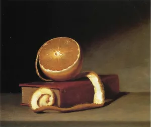 Still Life with Orange and Book Oil painting by Raphaelle Peale