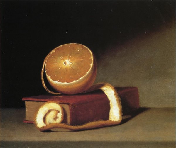 Main Product Photo of Still Life with Orange and Book Painting by Raphaelle Peale