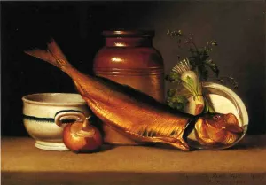Still Liife with Dried Fish also known as A Herring by Raphaelle Peale Oil Painting
