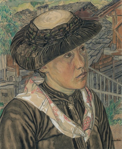 Young Woman From The Valais by Raphy Dalleves - Hand-Painted Oil Painting Reproduction