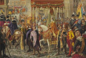 Forarbejde til Christian IV's Kroningstog 1596 by Rasmus Christiansen Oil Painting