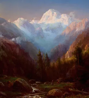 The Jung Frau, Switzerland by Regis Francois Gignoux Oil Painting