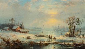 Winter Landscape by Regis Francois Gignoux Oil Painting